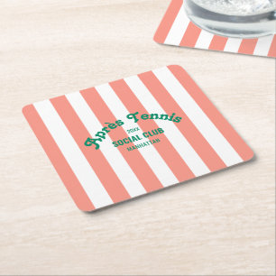 Dessous-de-verre Carré En Papier Retro Green Après Tennis Social Club Rayure Rose
