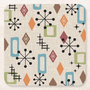 Dessous-de-verre Carré En Papier Retro Mid-Century moderne Atomique Abstrait Motif