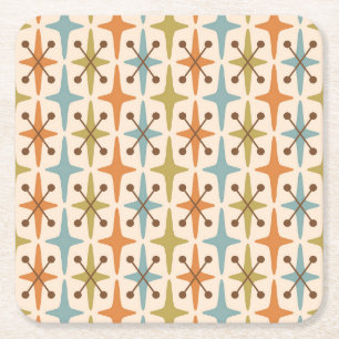 Dessous-de-verre Carré En Papier Retro Motif du milieu du siècle moderne de l'âge a