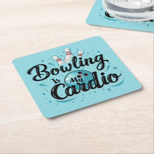 Dessous-de-verre Carré En Papier Rétro Néon "Le Bowling Est Mon Cardio" Bowling Drô