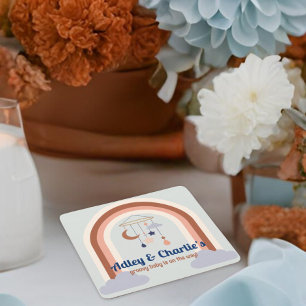 Dessous-de-verre Carré En Papier Retro Rainbow Super bébé Genre Neutre Douche