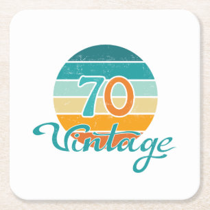 Dessous-de-verre Carré En Papier Retro Sunset 70 Vintage en détresse