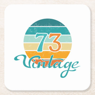 Dessous-de-verre Carré En Papier Retro Sunset 73 Vintage en détresse