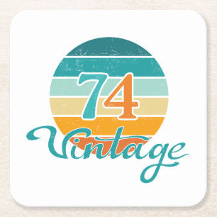 Dessous-de-verre Carré En Papier Retro Sunset 74 Vintage en détresse