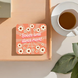 Dessous-de-verre Carré En Papier Retro Super Bold Typographie Colorful Mariage des 