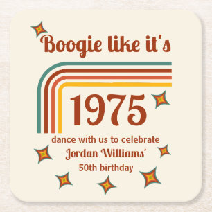 Dessous-de-verre Carré En Papier Retro Super Boogie Simple Danse 50e anniversaire