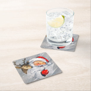 Dessous-de-verre Carré En Papier Rétros dessous de verre vintages de renne de Pèr