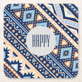 Dessous-de-verre Carré En Papier Rétros dessous de verre vintages ethniques bleus
