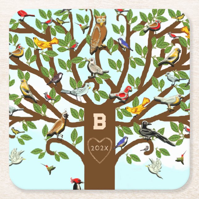 Dessous-de-verre Carré En Papier Réunion familiale personnalisée (Devant)