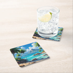 Dessous-de-verre Carré En Papier Rêve, Paradis Tropical,
