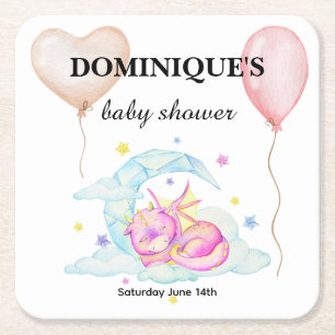 Dessous-de-verre Carré En Papier Rêves dragons - Baby shower