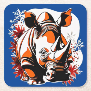 Dessous-de-verre Carré En Papier rhino mignon de Noël