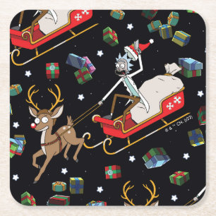 Dessous-de-verre Carré En Papier Rick et Morty Christmas Reindeer Sleigh Pattern