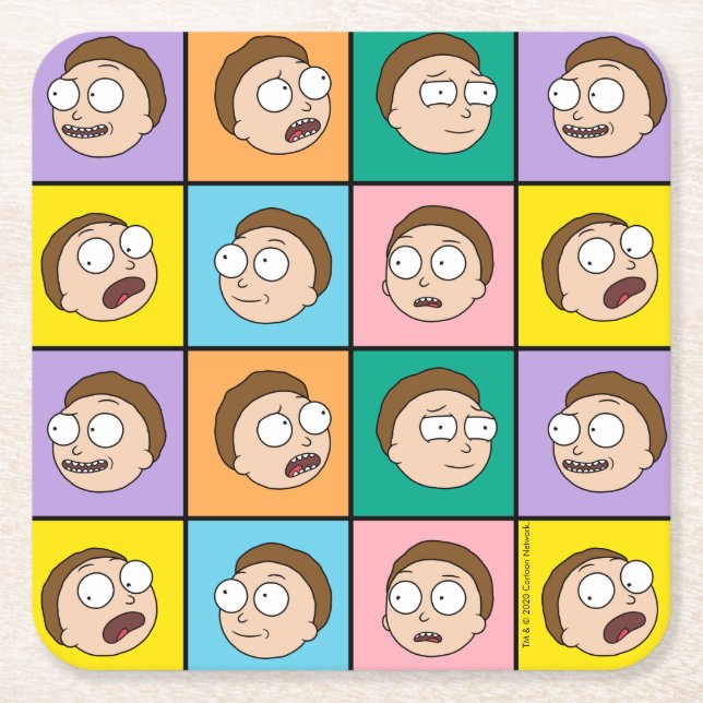 Dessous-de-verre Carré En Papier RICK ET MORTY™| Morty's Moods (Devant)
