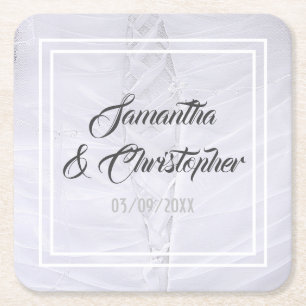 Dessous-de-verre Carré En Papier Robe mariage blanche