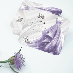 Dessous-de-verre Carré En Papier Robe violette argentée Princesse Quinceañera