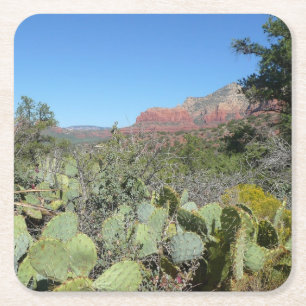 Dessous-de-verre Carré En Papier Rochers rouges et cactus I