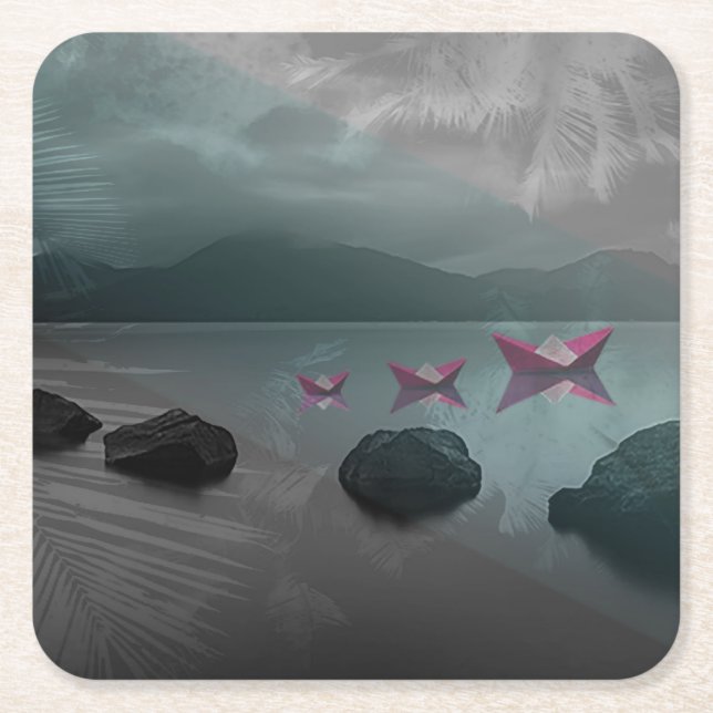 Dessous-de-verre Carré En Papier Roches (Devant)