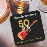 Dessous-de-verre Carré En Papier Rock and Roll 50e fête d'anniversaire<br><div class="desc">Célébrez-le en tournant cinquante dans le style rock and roll avec ce cool 50 Rocks personnalisé 50e anniversaire dessous de verre en papier noir. Que ce soit pour l’anniversaire d’étape de votre époux rockstar, de votre petit ami, de votre père ou de votre ami, cette guitare électrique à flamme cool...</div>
