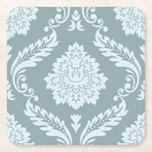 Dessous-de-verre Carré En Papier Rococo Damask grand motif œuf de canard bleu + sar