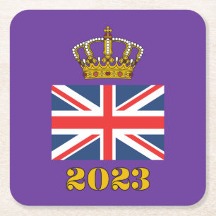 Dessous-de-verre Carré En Papier Roi Charles III Coronation 2023 Royaume-Uni Couron