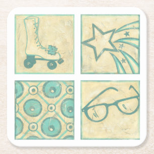 Dessous-de-verre Carré En Papier Roller Rink Woodblock Dessin de Chariklia Zarris