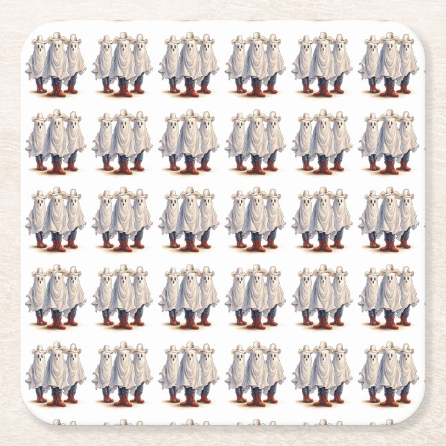 Dessous-de-verre Carré En Papier Rootin Tootin Spookin Western Ghosts Texte personn (Devant)