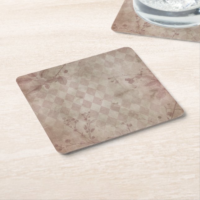 Dessous-de-verre Carré En Papier rose (Incliné)