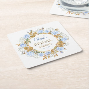 Dessous-de-verre Carré En Papier Rose Bridal Bleue Dorée