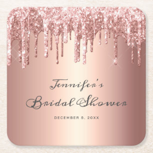 Dessous-de-verre Carré En Papier Rose Chic Parties scintillant Gold Drivers Fête de