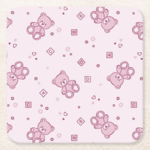 Dessous-de-verre Carré En Papier Rose d'arrière - plan de nounours