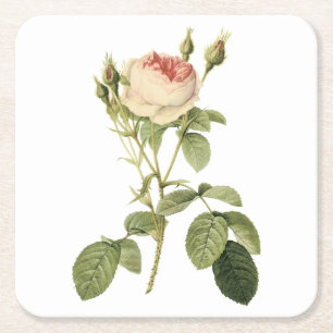Dessous-de-verre Carré En Papier rose double mousse par Redouté