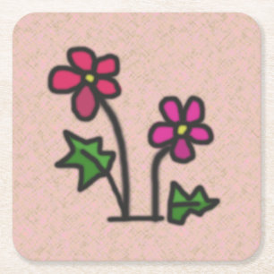 Dessous-de-verre Carré En Papier Rose doux de fleurs