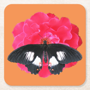 Dessous-de-verre Carré En Papier Rose et Swallowtail