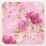 Dessous-de-verre Carré En Papier Rose floral<br><div class="desc">Rose floral</div>