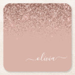 Dessous-de-verre Carré En Papier Rose Gold Blush Pink Parties scintillant Script Mo<br><div class="desc">Rose Gold - Blush Pink Sparkle Parties scintillant Script Monogramme Nom Dessous de verre papier. Cela fait le cadeau parfait de remise de diplômes,  anniversaire,  mariage,  douche nuptiale,  anniversaire,  baby shower ou bachelorette pour quelqu'un qui aime le luxe glam et les styles chic.</div>