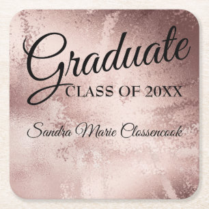 Dessous-de-verre Carré En Papier Rose gold élégant chic typographie remise de diplô
