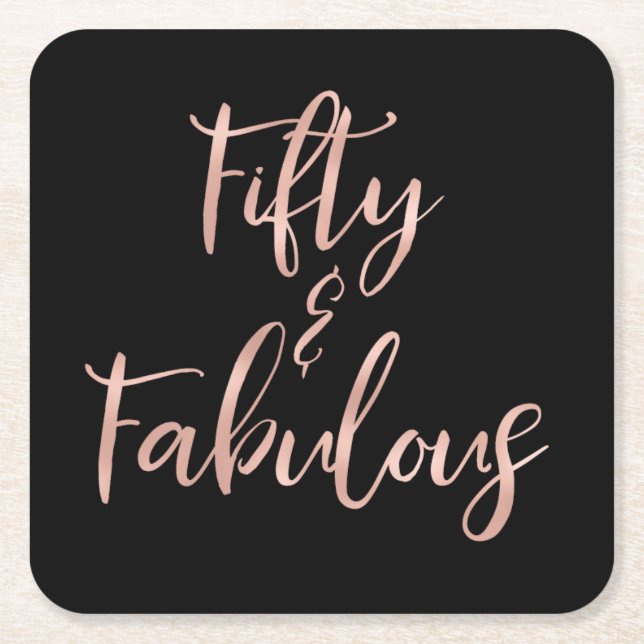Dessous-de-verre Carré En Papier Rose Gold Foil Cinquante et fabuleux (Devant)