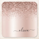 Dessous-de-verre Carré En Papier Rose Gold - Parties scintillant rose pâle Nom du m<br><div class="desc">Rose Gold - Blush Pink Faux Foil Parties scintillant à étincelles métalliques brossé Monogramme en métal Nom Dessous de verre en papier. Cela fait le cadeau parfait de remise de diplômes, anniversaire, mariage, douche nuptiale, anniversaire, baby shower ou bachelorette pour quelqu'un qui aime le luxe glam et les styles chic....</div>