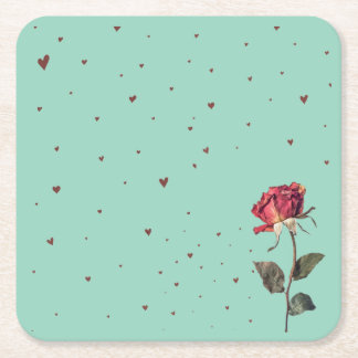 Dessous-de-verre Carré En Papier rose imprimée rouge clair 