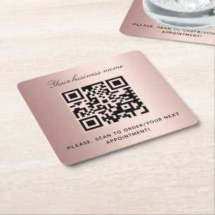 Dessous-de-verre Carré En Papier Rose or d'affaires nom du salon qr code