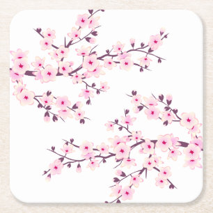 Dessous-de-verre Carré En Papier Rose Pâle de Cerisier