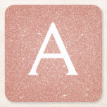 Dessous-de-verre Carré En Papier Rose Rose Gold Parties scintillant et étincelle Mo<br><div class="desc">Parties scintillant Rose Rose Gold Faux et Dessous de verre de fête d'anniversaire Monogram élégant. Ces Dessous de verre de fête d'anniversaire, de Fête des mariées, de Mariage ou de Bachelorette peuvent être customisés pour inclure votre nom initial et votre prénom. Veuillez contacter le concepteur pour customiser les articles correspondants....</div>