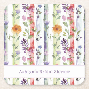 Dessous-de-verre Carré En Papier Rose rouge orange floral bandes douche de mariée
