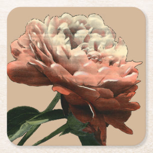 Dessous-de-verre Carré En Papier Rose rouge rouge avec les accents blancs