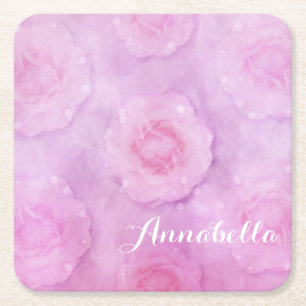 Dessous-de-verre Carré En Papier Roses aquarelle