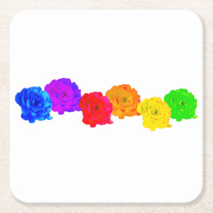 Dessous-de-verre Carré En Papier Roses arc-en-ciel