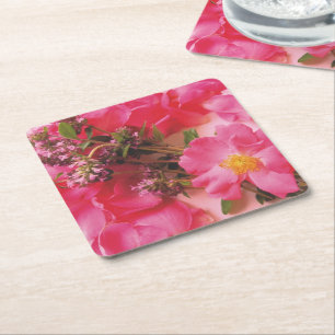 Dessous-de-verre Carré En Papier Roses dans les DESSOUS DE VERRE du PARTI Thyme-PAP