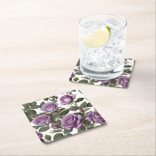 Dessous-de-verre Carré En Papier Roses de Rose pourpre,