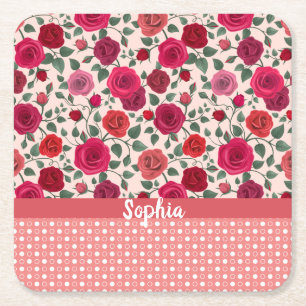 Dessous-de-verre Carré En Papier Roses Douces Roses Roses Roses Roses Roses Roses D